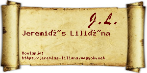 Jeremiás Liliána névjegykártya
